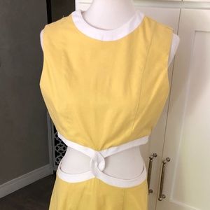 Womens Yellow STAUD Maxi Lined Cut out Dress~10